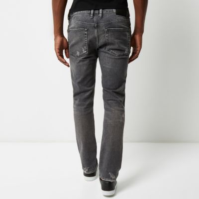 Grey distressed Dylan slim fit jeans